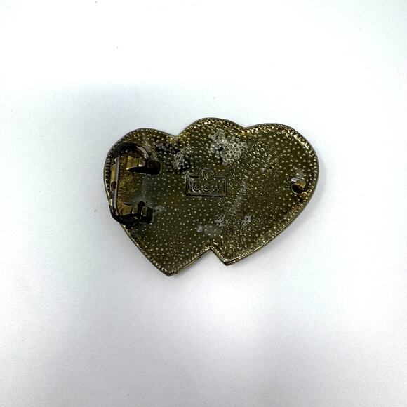 Double Heart Mixed Metal Color Butterfly Belt Buckle Vintage Made in USA - Picture 4 of 8